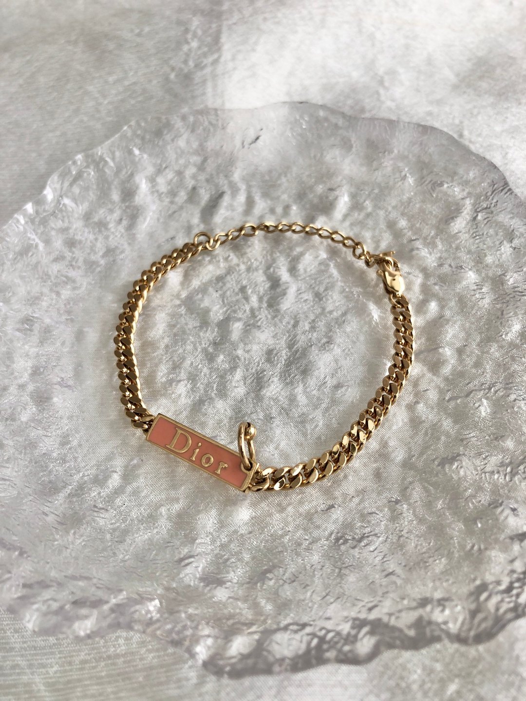 【日本直送 名牌中古包】Christian Dior 克里斯汀·迪奥 手链 金色 粉色 Logo vintage 复古 7vjsm4 - 手链/手环 - 其他材质 金色
