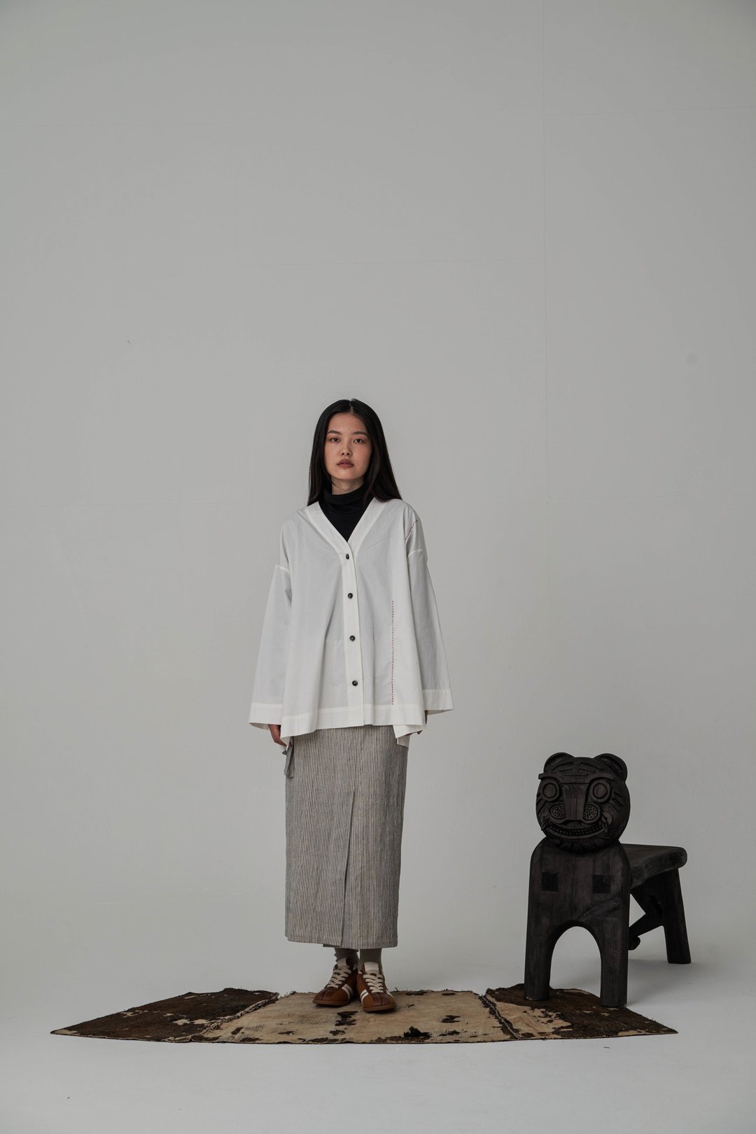 刺子长袖衬衫 - 女装衬衫 - 棉 