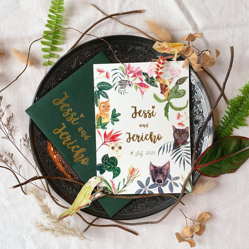 手绘插画设计 宠物 婚礼 喜帖  活动邀请卡 定制化 - 喜帖 - 纸 