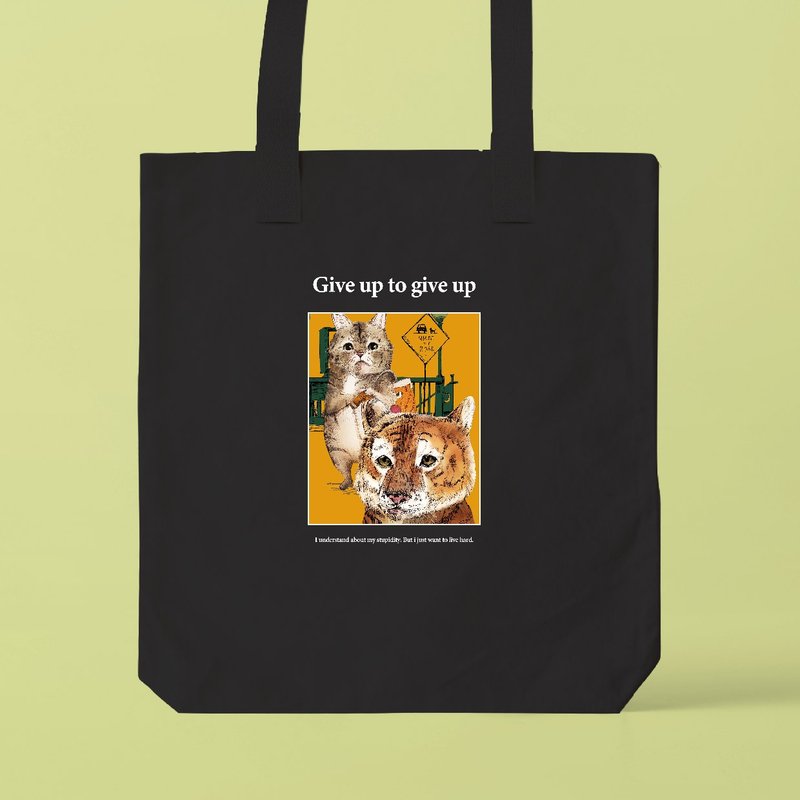 想变成老虎的猫咪 / 可收纳 A3 尺寸的托特包 - 手提包/手提袋 - 棉．麻 白色