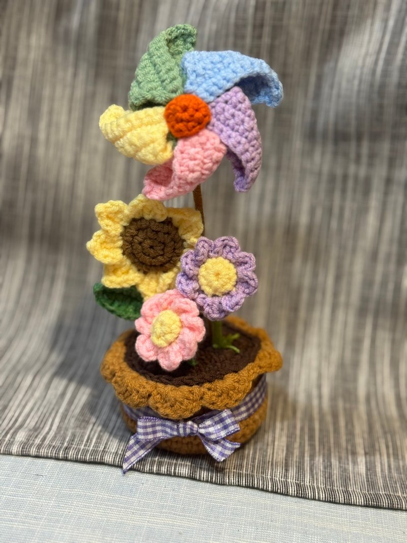 可爱钩织小花篮 钩织盘栽 花篮 【欢迎来图客制商谈】 - 摆饰 - 棉．麻 多色