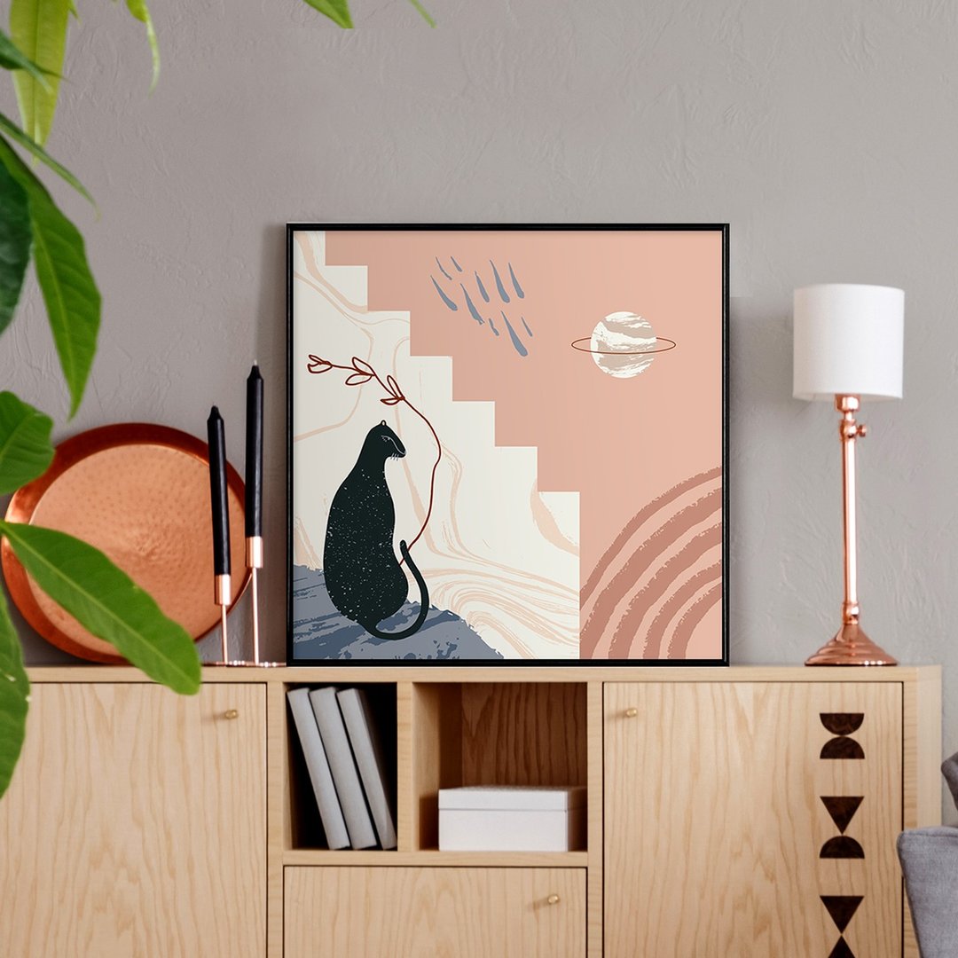 抽象画 • 典雅星球 - 猫/方形挂画/家居布置/儿童房布置/北欧画 - 海报/装饰画/版画 - 其他材质 多色