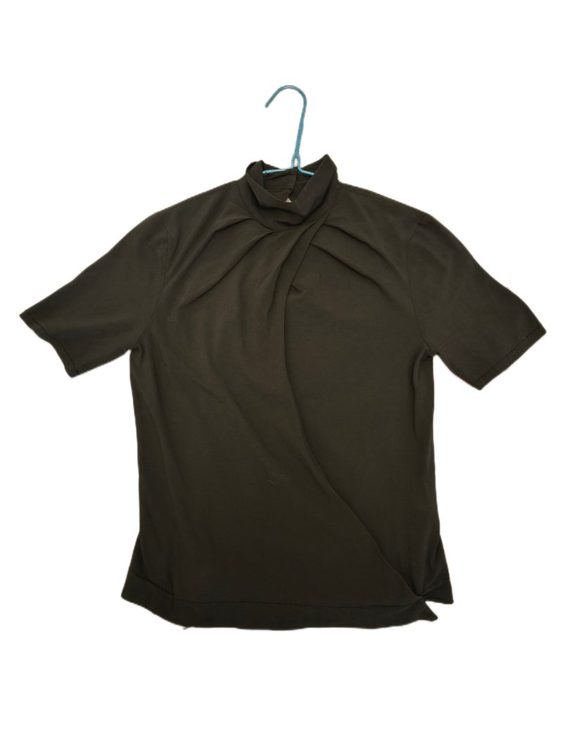 Yohji Yamamoto 山本耀司 中古 开口短袖T恤 - 女装 T 恤 - 丝．绢 黑色