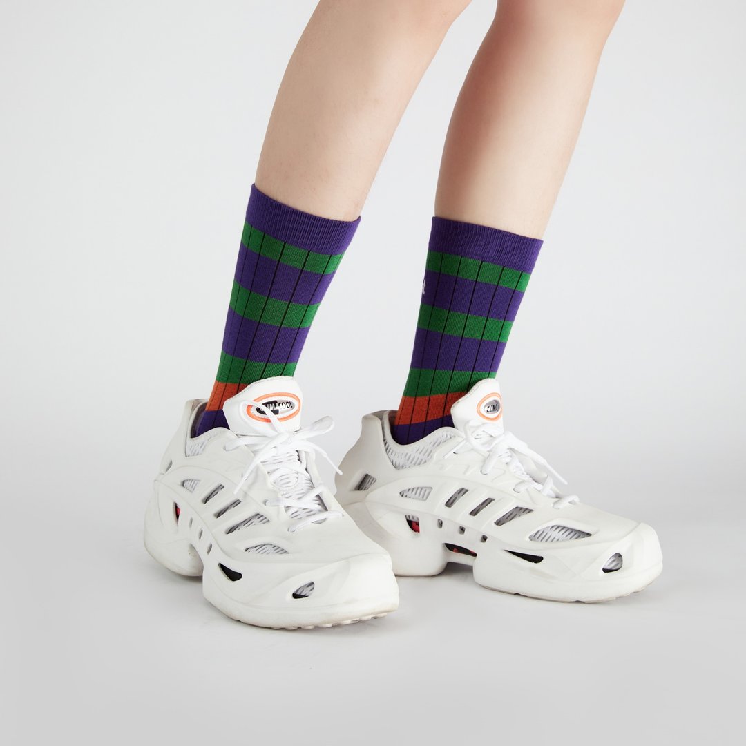 美式复古学院风Preppy系列中筒条纹袜 - 袜子 - 棉 橘色
