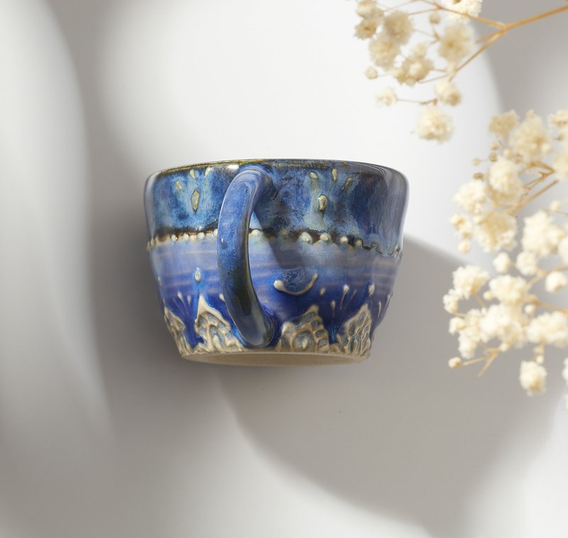 微笑立体手绘陶杯 - 茶具/茶杯 - 陶 蓝色