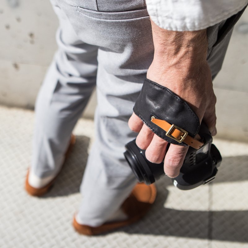 Spring leather camera strap black - 相机 - 真皮 黑色