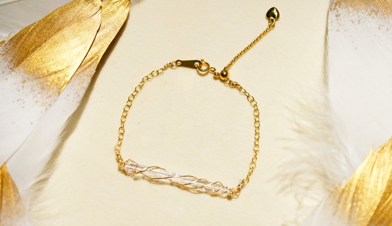 纯手工进口14K包金绕线哥伦比亚利姆利亚白水晶柱手链 - 手链/手环 - 宝石 多色