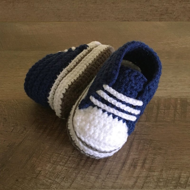 Sporty Toddler Sneaker Stylish Toddler Shoes Blue Crochet Baby Booties Footwear - 童装鞋 - 压克力 蓝色