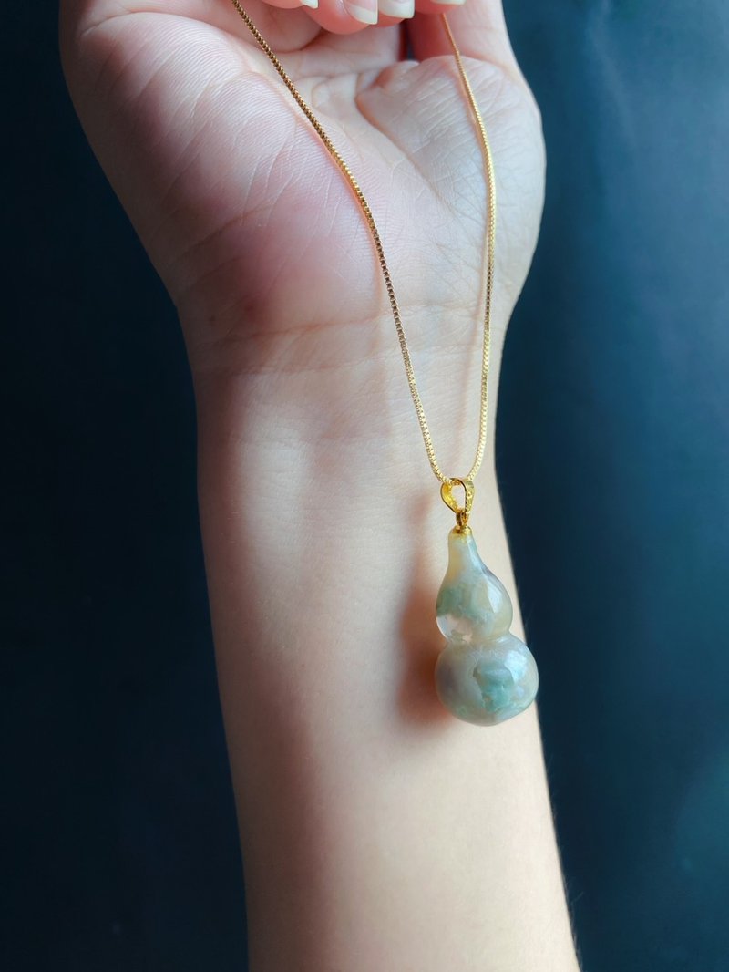 樱花玛瑙 葫芦 项链 天然石 礼物 独一无二 福气与平安 礼物 吉祥 - 项链 - 水晶 绿色