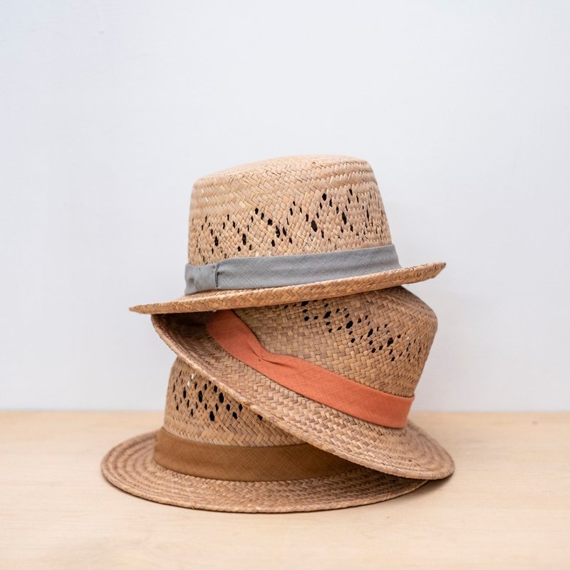 蔺草编织 | 小朋友平顶帽 - 帽子 - 植物．花 