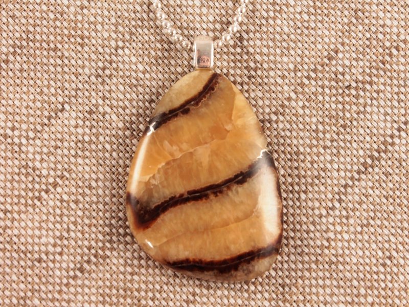 西伯利亚陨石项链 芥末黄 米白宝石坠饰项链 饰品 - 项链 - 半宝石 黄色