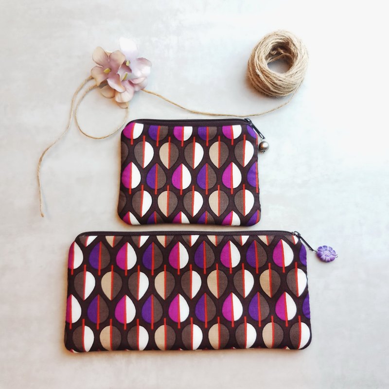 拉链包 散纸包 笔袋 化妆袋 收纳包两件套 (PS-019) - 化妆包/杂物包 - 棉．麻 红色