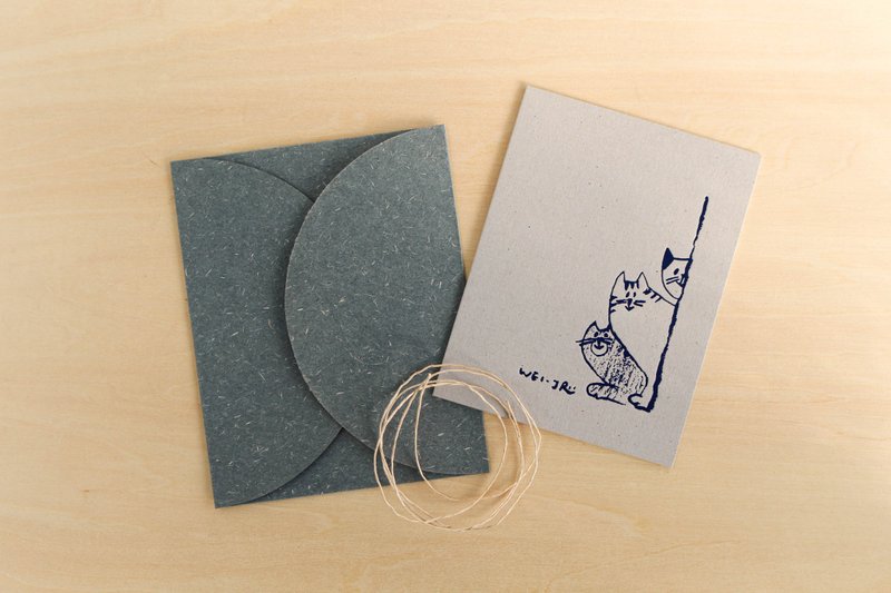 嗨嗨嗨-万用猫猫卡 - 卡片/明信片 - 纸 灰色