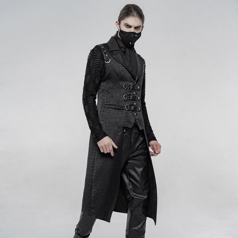 异教徒猎人皮革长马甲 - 男装背心 - 其他材质 黑色