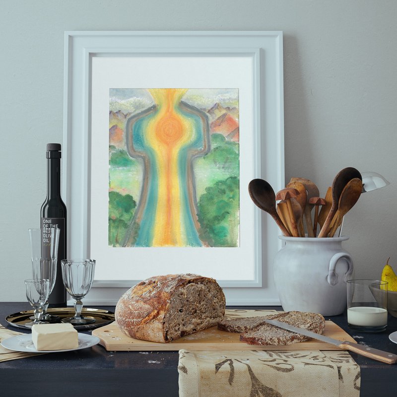 作者作品：水彩画和粉彩画，艺术。家居装饰、手工礼品 - 墙贴/壁贴 - 纸 多色