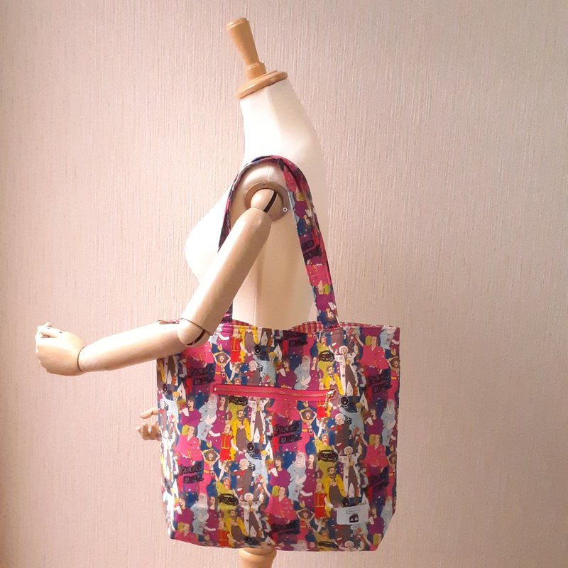 粉色 缤纷 托特包 鲜艳 有趣 肩背包 大容量 包 包包 人物 名人 鲜明 - 手提包/手提袋 - 棉．麻 粉红色