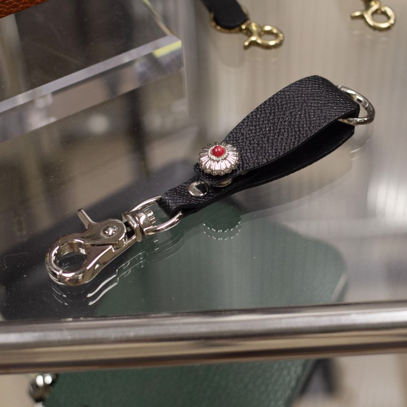 锁匙扣 - 压印 (可烫金 / 不烫) - 钥匙链/钥匙包 - 真皮 黑色