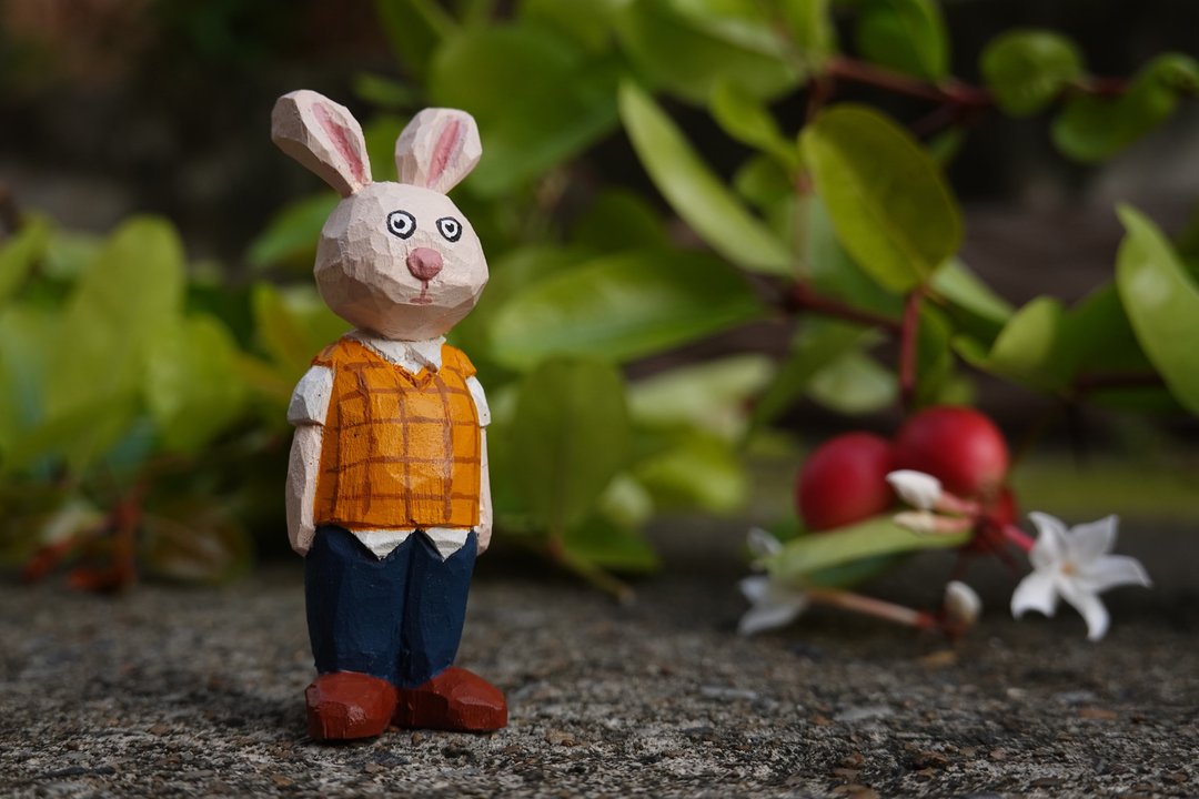 Wooden Doll Mr. Bunny - 玩偶/公仔 - 木头 粉红色