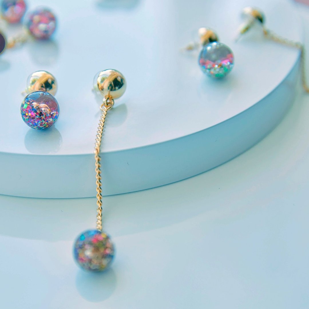 Dot Dot 2way Snowball Earrigs  - 耳环/耳夹 - 玻璃 