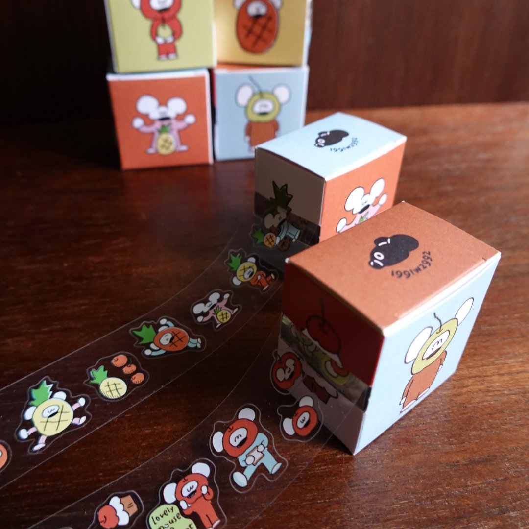 凤梨老鼠 & 苹果老鼠//Sticker Roll - 贴纸 - 塑料 