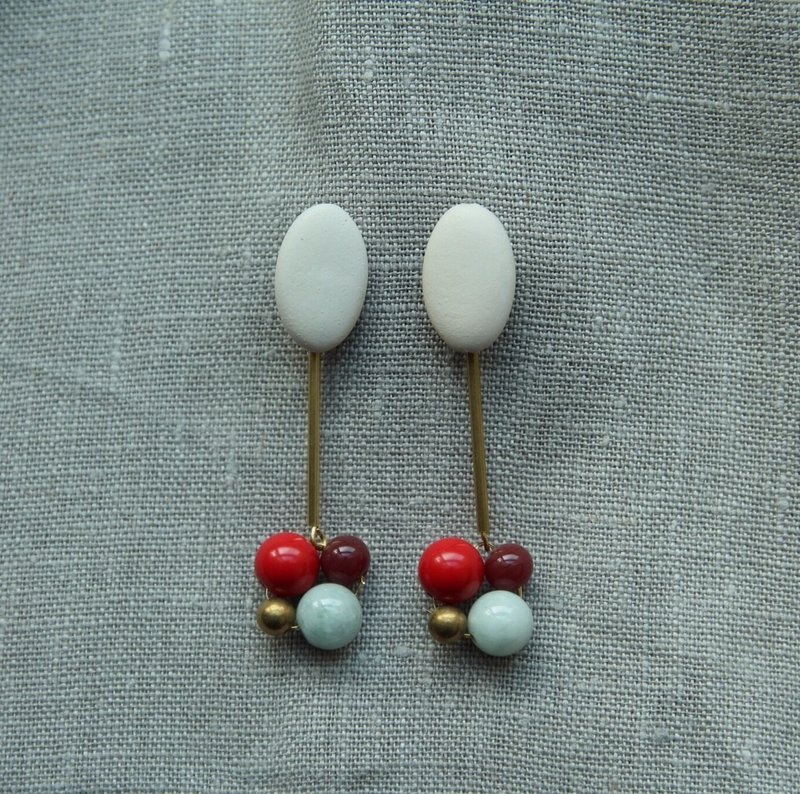 丰年者－黄铜天然果实长耳环 - 耳环/耳夹 - 宝石 多色