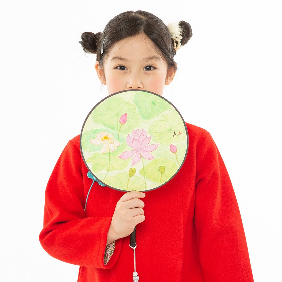 儿童旗袍 古风 典雅长袖素面款 月兔弄蝶 - 旗袍 - 棉 红色
