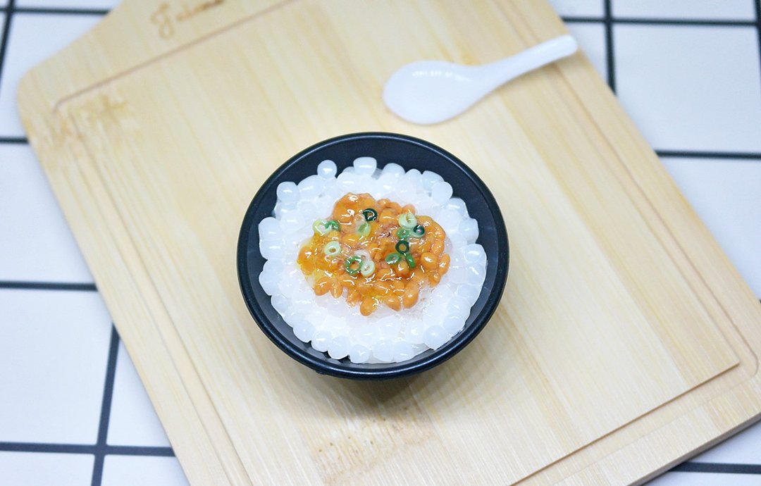 >>黏土系列 -日本纳豆饭仿真食物磁铁 #冰箱磁铁 #Fake Food - 冰箱贴/磁贴 - 粘土 橘色