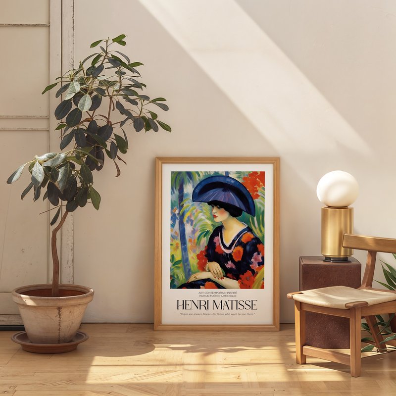 午后绿影与蓝帽女 / 马谛斯风格 挂画 画芯 海报 无框画 装饰画 - 海报/装饰画/版画 - 纸 