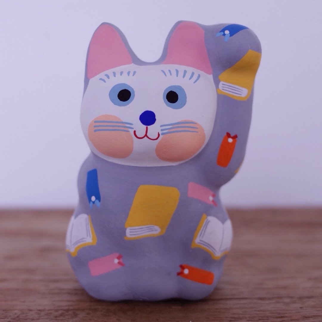 Lucky Cat Book / bookmark pattern Left hand beckoning - 玩偶/公仔 - 纸 