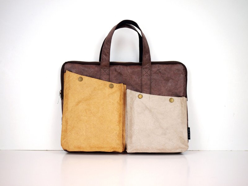 6DOTS 黑灰蓝 超轻量 防水 Tyvek 公事包 医生包 公文包 - 公文包/医生包 - 防水材质 咖啡色