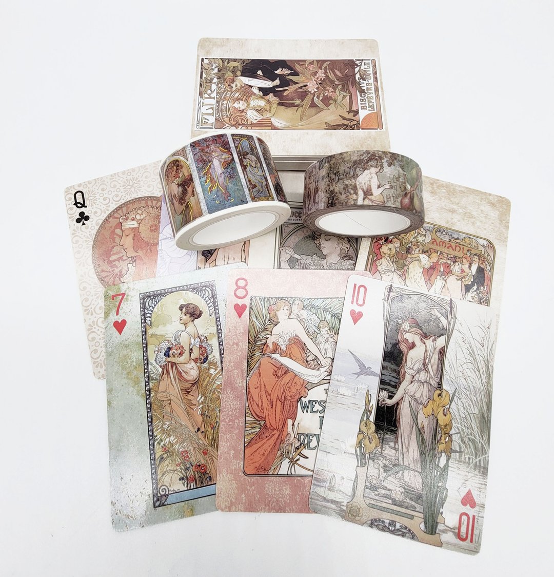 Art Nouveau Poker Cards & Washi Tape Set - 其他 - 纸 金色