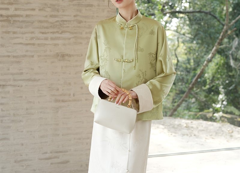 【春润绿】新中式复古中国风 提花盘扣外套 - 女装上衣 - 聚酯纤维 绿色