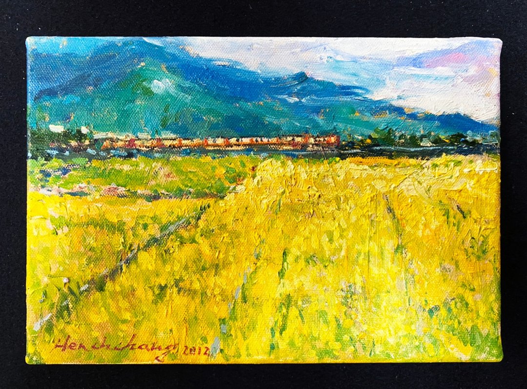 风景油画-花东纵谷 - 海报/装饰画/版画 - 棉 黄色