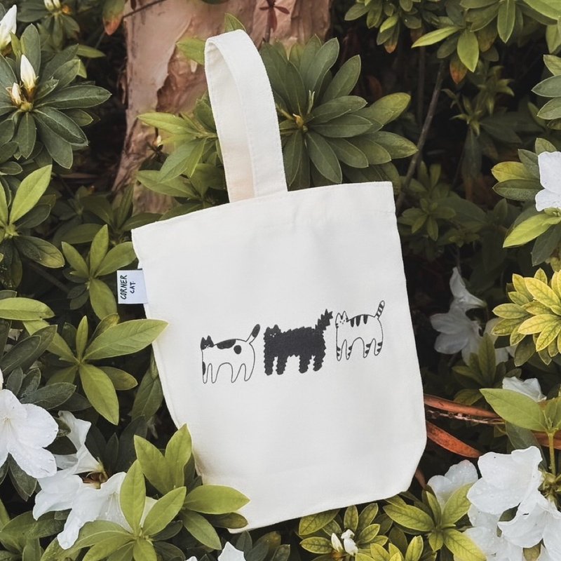 炸毛猫 帆布大饮料袋 - 手提包/手提袋 - 其他人造纤维 白色