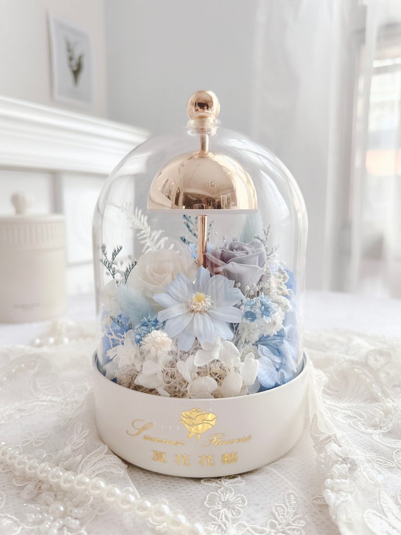 永生花钟罩夜灯小花园－月光蓝 - 干燥花/捧花 - 植物．花 蓝色