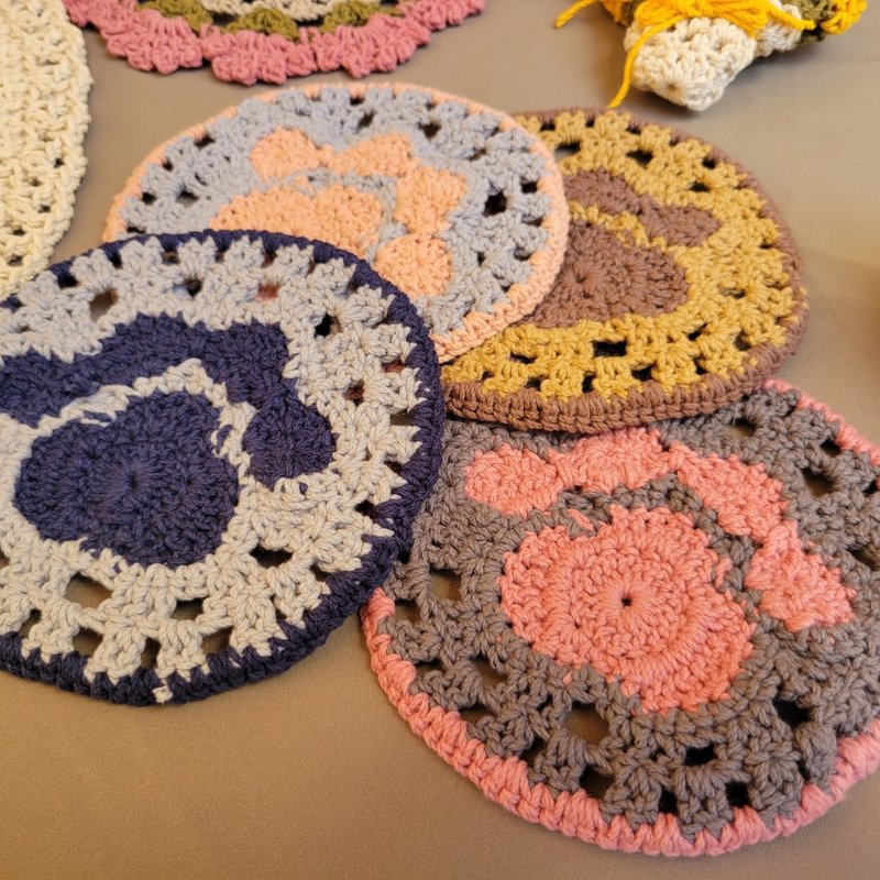 纯棉手工钩织狗脚印杯垫 定制 - 杯垫 - 棉．麻 