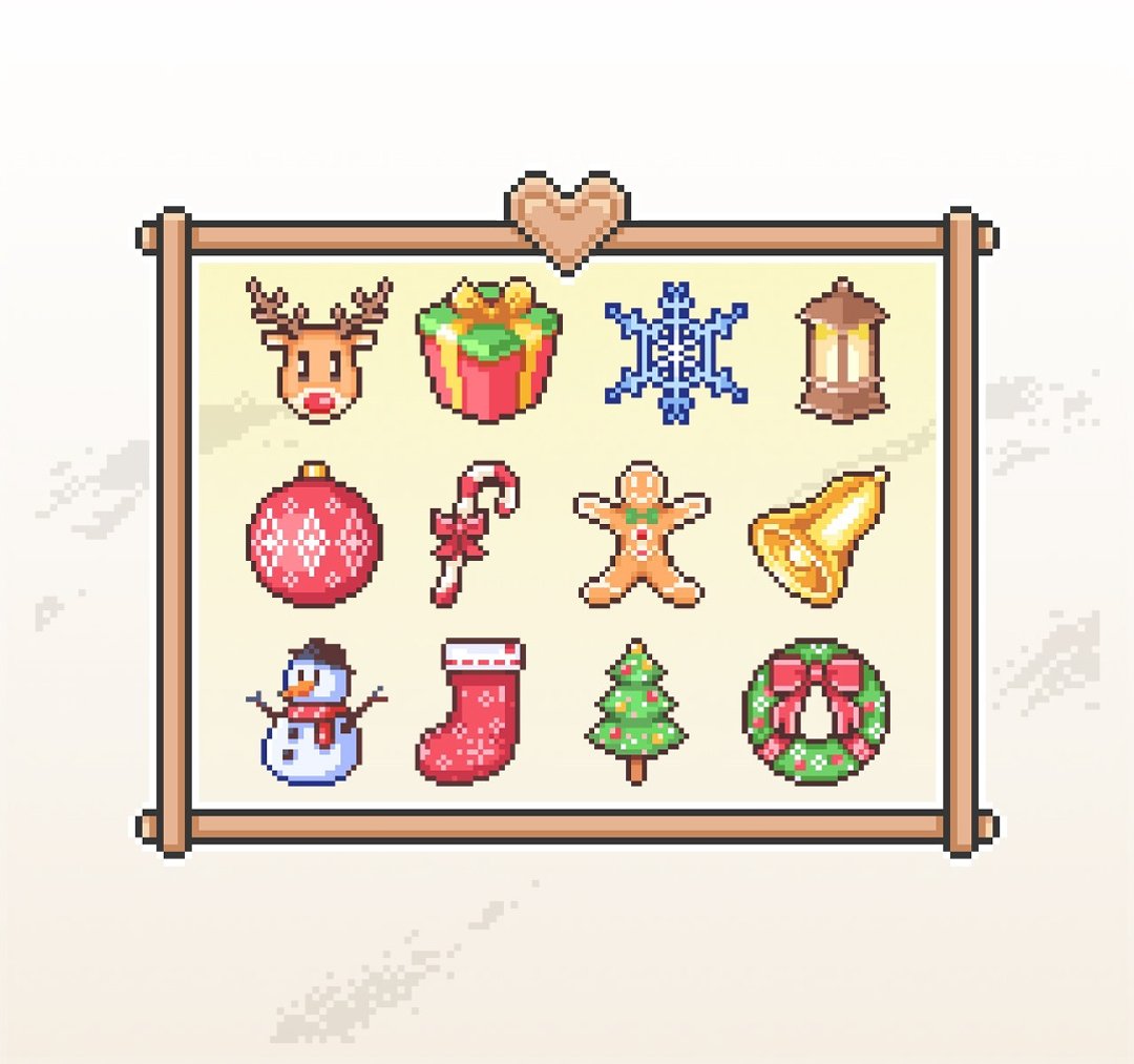 Twitch 表情符号贴图 忠诚点数 可爱像素风 圣诞节 雪花 - 电脑手机桌布/贴图/App 图示 - 其他材质 