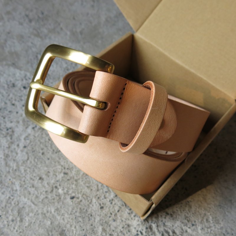 3.5cm宽 中版经典头皮带_原色 植鞣牛革.手工制作 【LBT Pro】 - 皮带/腰带 - 真皮 咖啡色