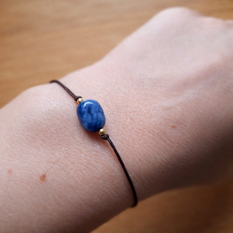 萤石编绳手链，可调式设计，天然宝石极简风饰品，致赠她的礼物 - 手链/手环 - 宝石 蓝色