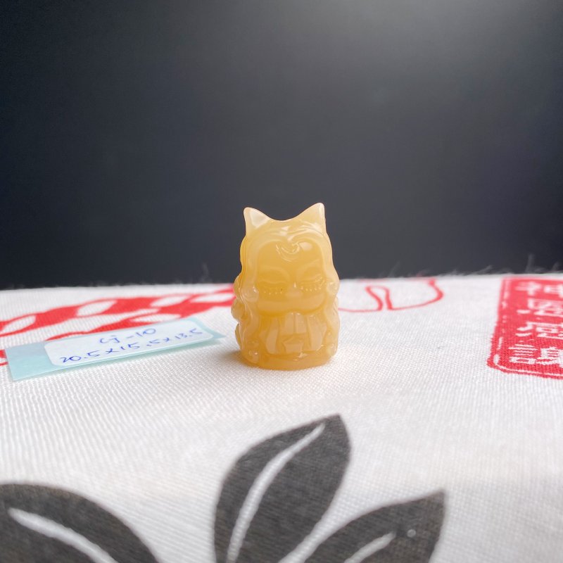 阿拉善 碧玉 九尾狐姬雕刻 DIY手链配件  神恩感谢 生活美满 - 手链/手环 - 水晶 黄色