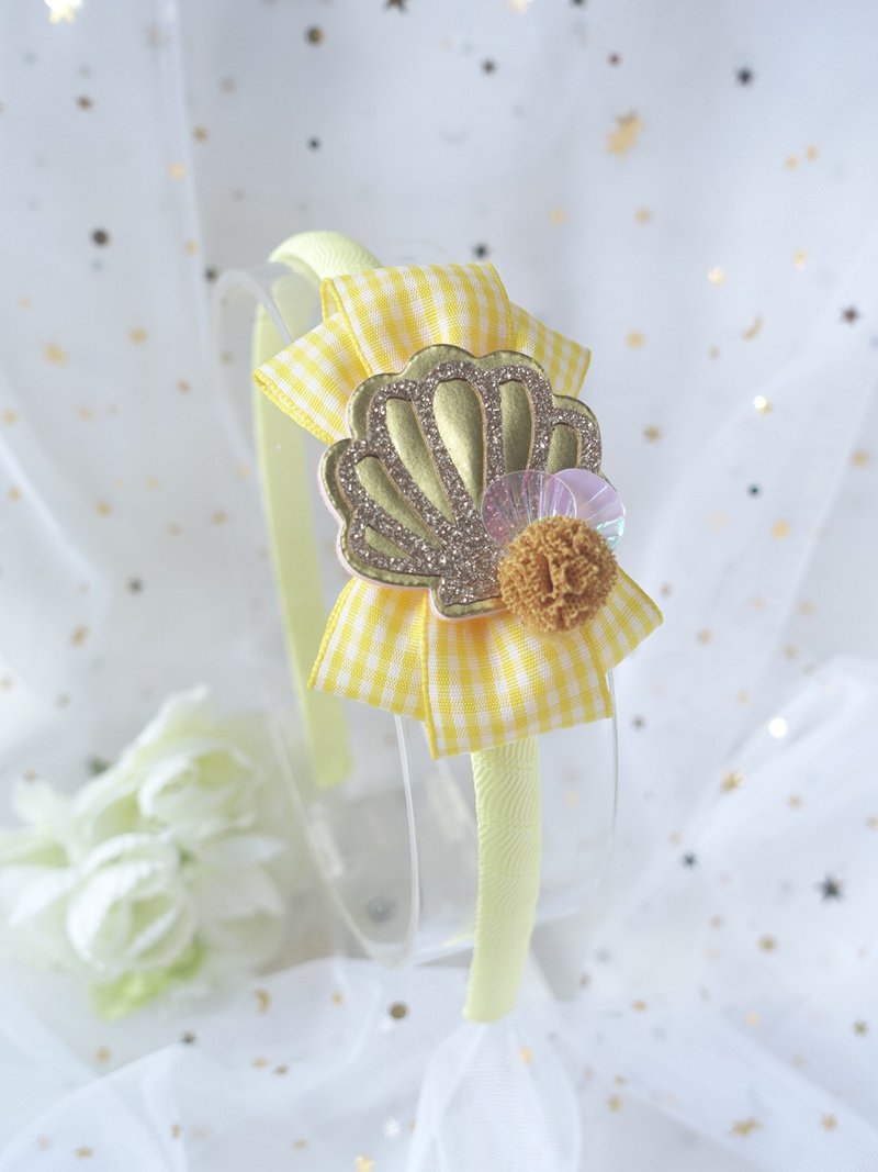 黄色格子蝴蝶结头箍 儿童头箍 发箍 发饰 - 发带/发箍 - 其他材质 