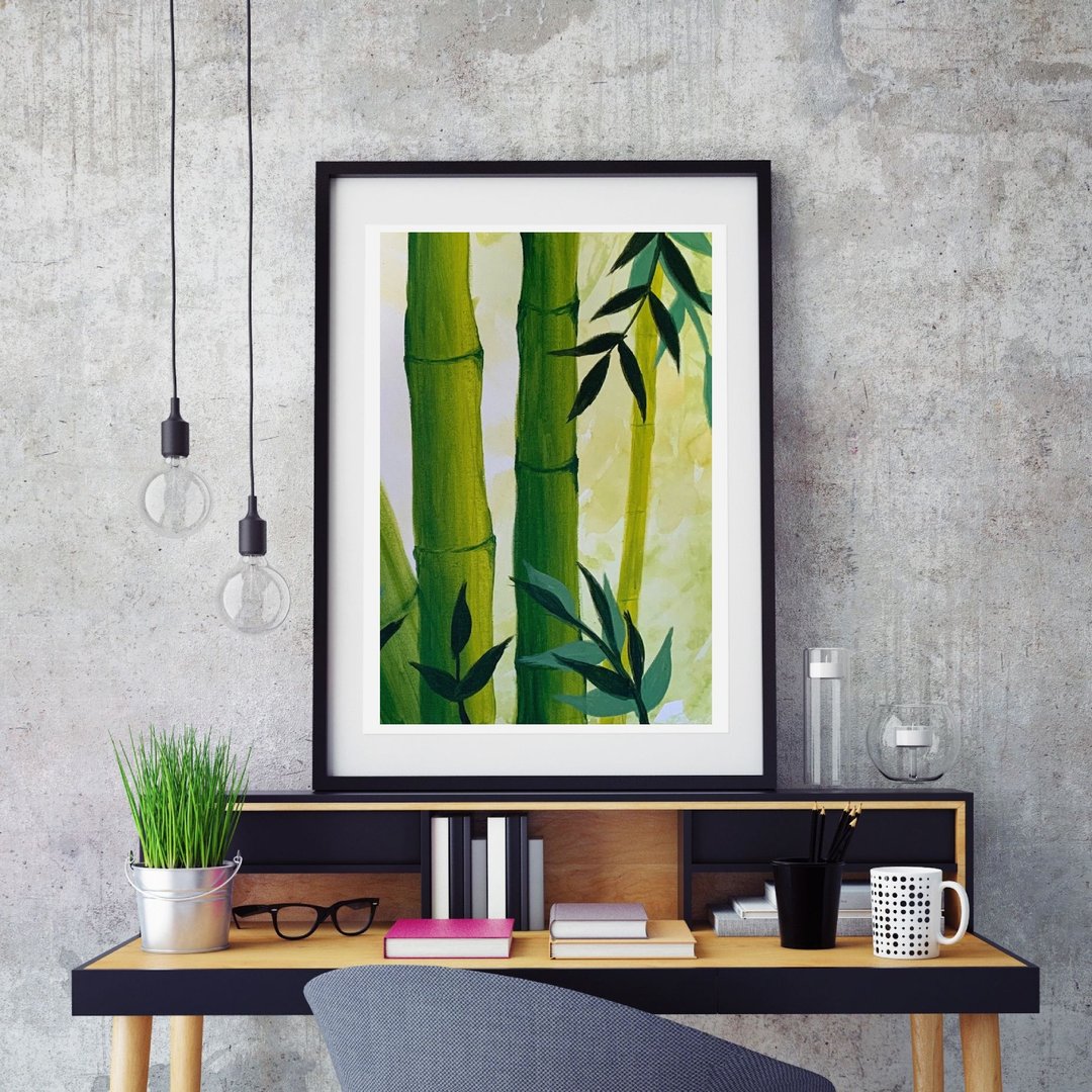 Bamboo Painting Plant Wall Art Botanical Painting Kitchen Decor Hanging Picture - 海报/装饰画/版画 - 其他材质 多色
