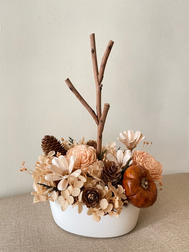 小物挂架盆花.永生花.干燥花.索拉花.实用盆花.礼物.花礼 - 干燥花/捧花 - 植物．花 橘色