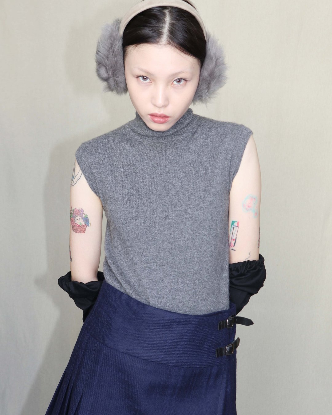 南瓜Vintage。STRENESSE 100% Cashmere 灰色 羊绒 高领 毛衣 - 女装针织衫/毛衣 - 羊毛 灰色