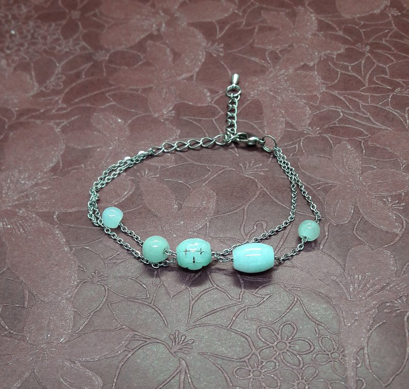 玉串串儿－天然缅甸玉 玉珠 玉雕 设计手链 - 手链/手环 - 宝石 绿色