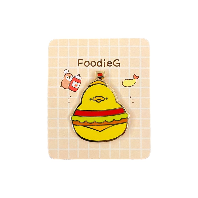 吃货鸡仔FoodieG 金属胸针 汉堡鸡款 - 徽章/别针 - 其他金属 