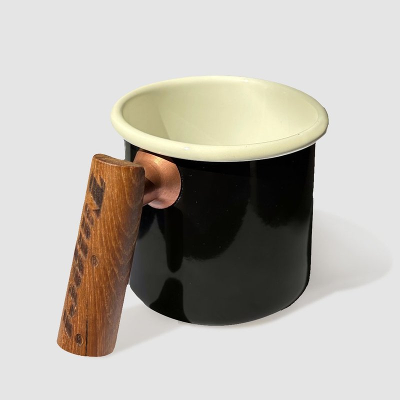 Truvii 柚木把手双色珐琅杯 露营杯 - 经典黑 - 其他杯子 - 珐琅 黑色
