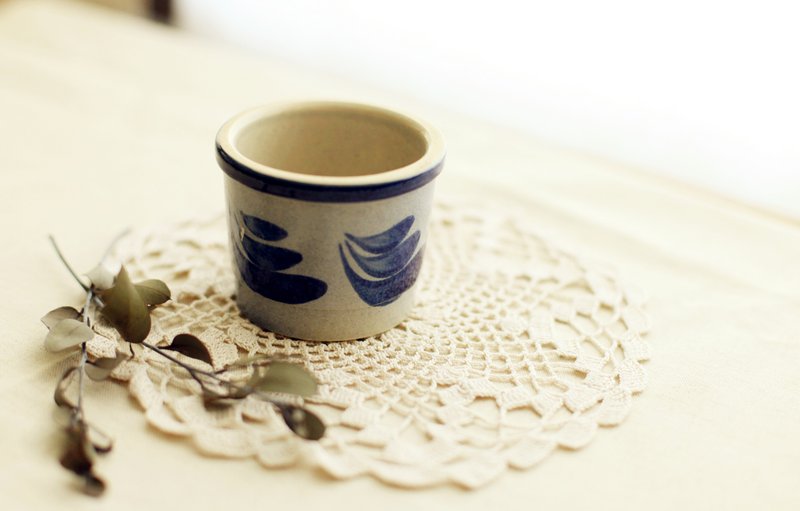 【好日恋物】德国VINTAGE陶器调味罐/奶油罐 - 花瓶/陶器 - 陶 蓝色