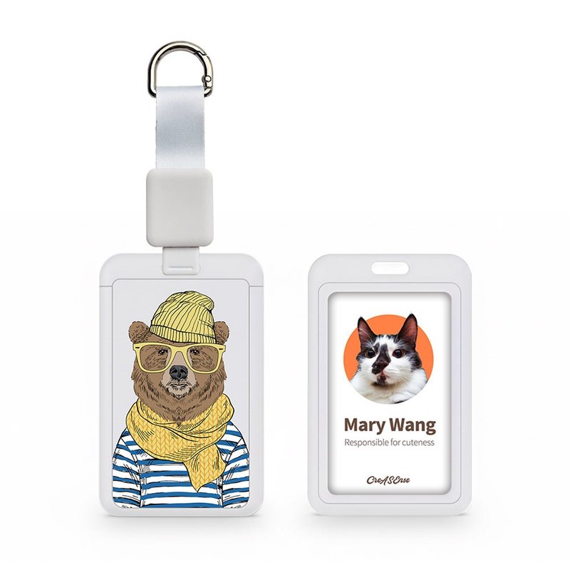 围巾眼镜棕熊 动物拟人化系列 滑盖式证件套(附伸缩卡扣) CSAA02 - 证件套/卡套 - 塑料 多色