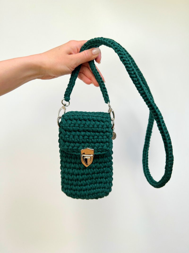 Emerald Phone Bag, Summer Crossbody, Card Bag, Phone Case, Small Bag - 侧背包/斜挎包 - 其他材质 绿色